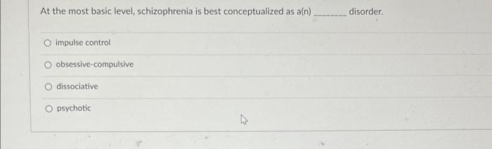 At the most basic level schizophrenia is best conceptualized as